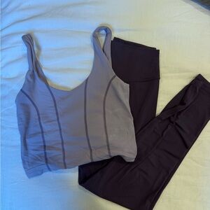 Stylish Women's Purple and Gray Leggings Set